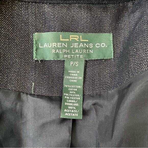 Ralph Lauren Double Breasted Metallic Sparkle Jean Jacket Size Small Petite - Picture 6 of 6